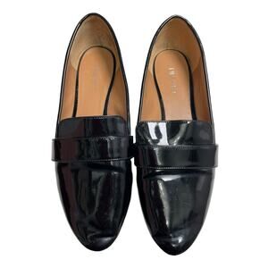 Nine West Black Patent Leather Loafer Flats w/ Round Pointed Toe Women 9.5